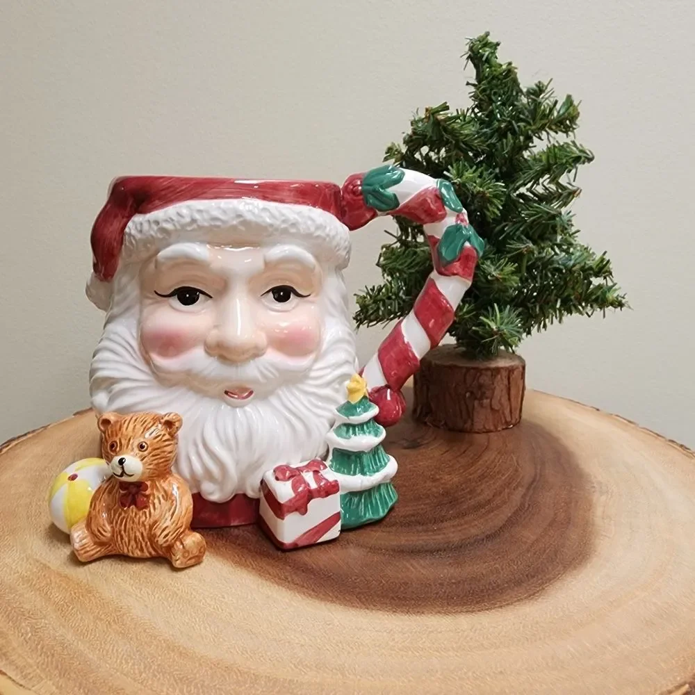Santa Mug Vintage 90’s Tis The Season Christmas Santa Cup Hot Cocoa Mug